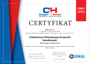 Certyfikat Pompy ciepła