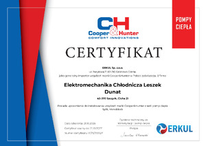 Certyfikat Pompy ciepła
