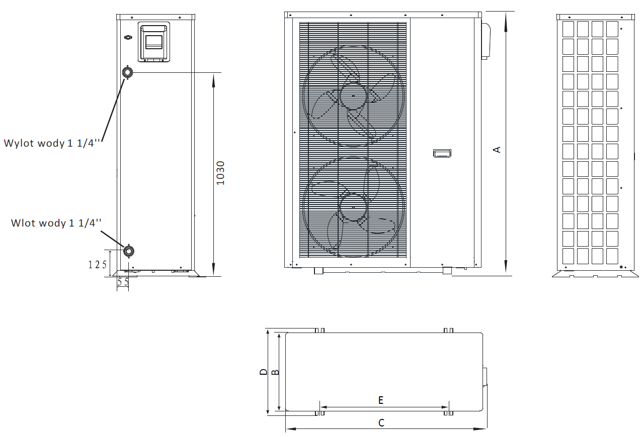 Wymiary - Monoblock EVIPOWER INVERTER