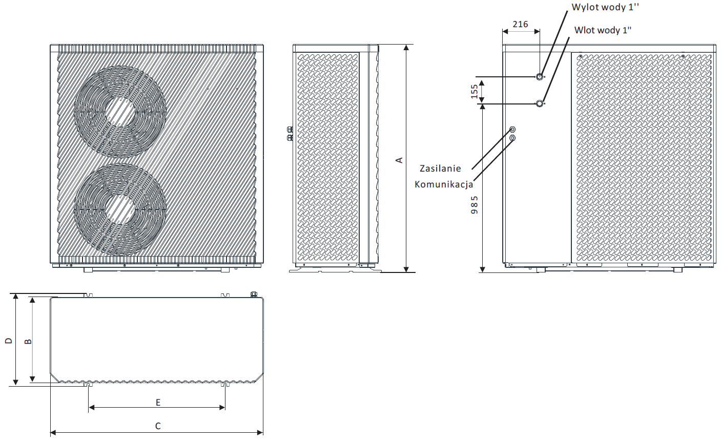 Wymiary - Monoblock ECOPOWER R290