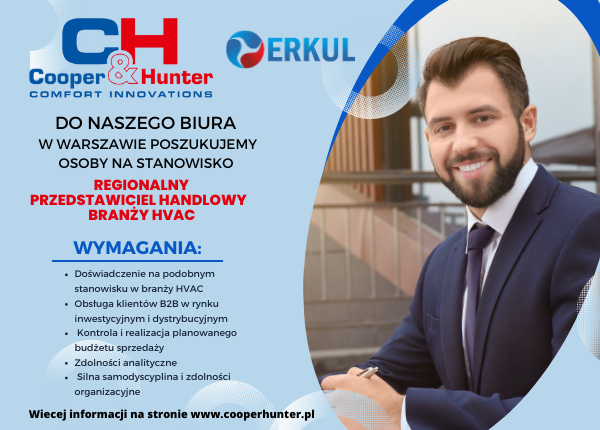 REGIONALNY PRZEDSTAWICIEL HANDLOWY BRANŻY HVAC - DOŁĄCZ DO NASZEGO ZESPOŁU