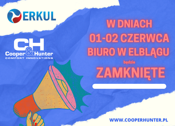 W dni. 01-02 czerwca biuro w Elblągu będzie zamknięte