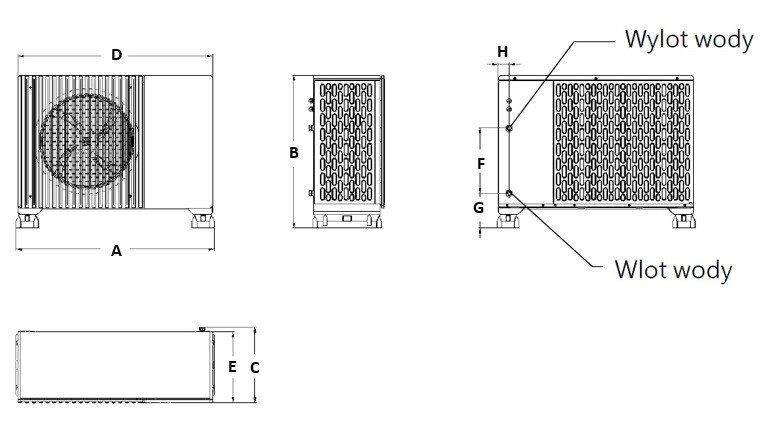 Wymiary - Monoblock HYPERPOWER R290 - Nowość
