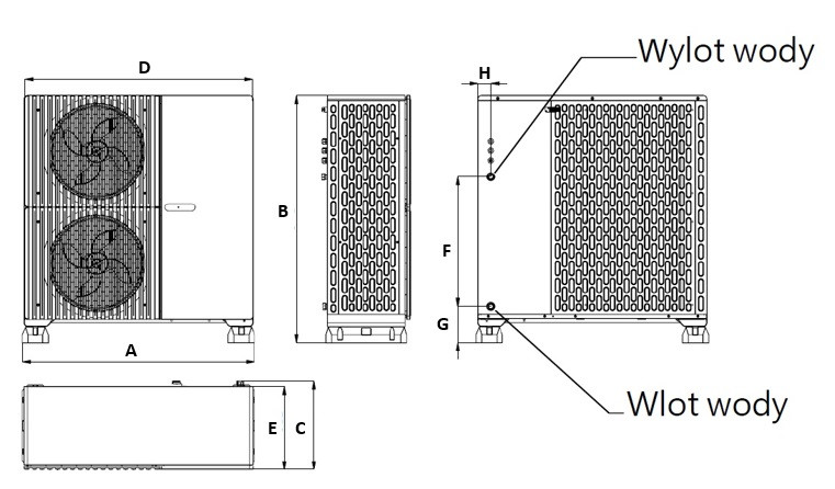 Wymiary - Monoblock HYPERPOWER R290 - Nowość