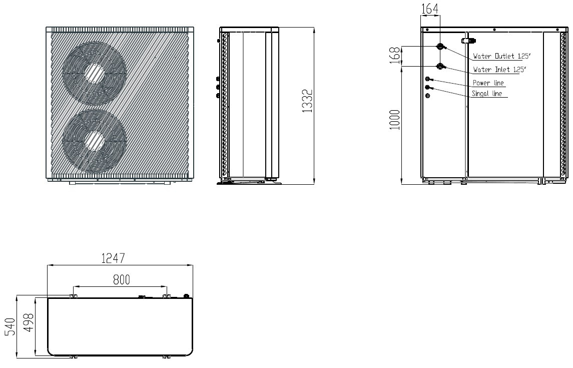Wymiary - Monoblock ECOPOWER R290