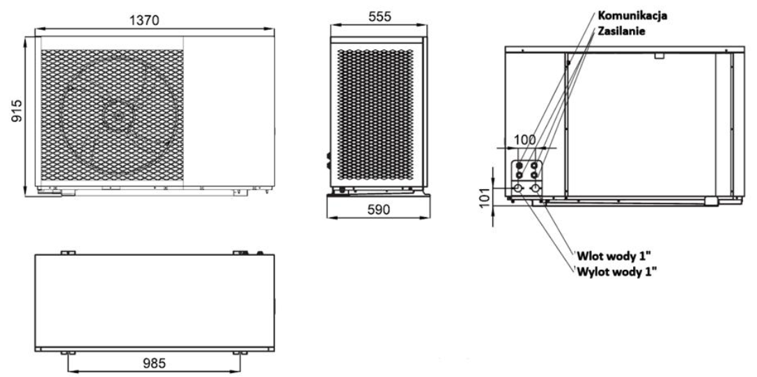 Wymiary - Monoblock ECOPOWER PRO R290 - Nowość